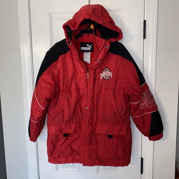 Vintage OSU Coat Youth Medium 10/12 Hooded Winter Buckeyes Puma Rare